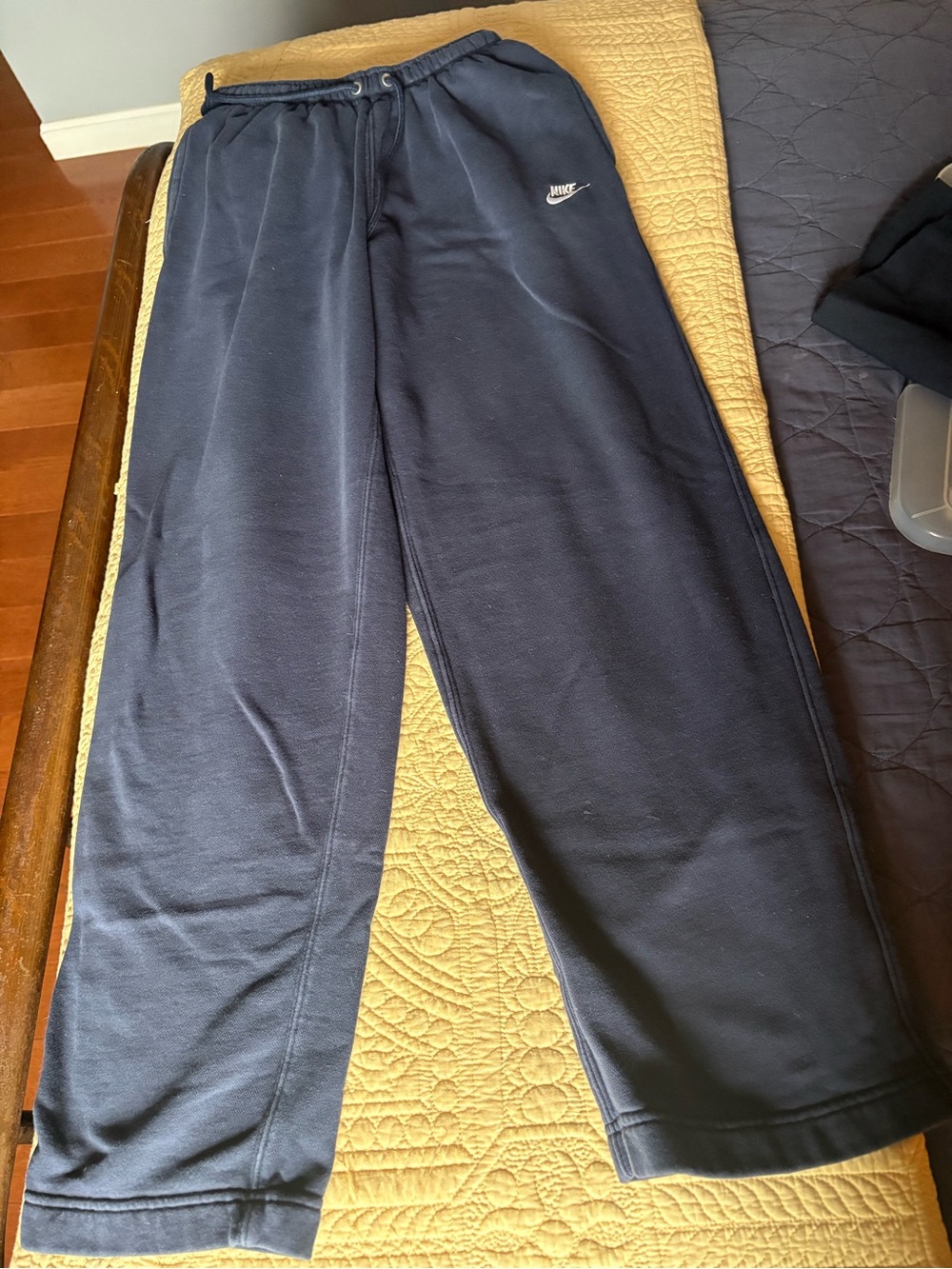 Nike Navy Blue Men's Fleece Joggers with White Swoosh